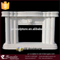 carved white marble column fireplace with lion head for indoor decoration